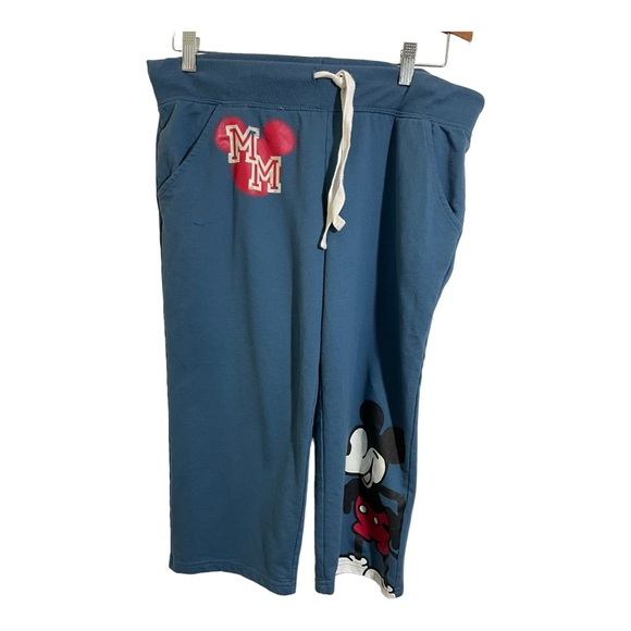 Disney Mickey Mouse womens Capri sweats drawstring waist. Blue. Size Large - Picture 4 of 11